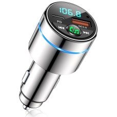 FM Transmitter for Car Bluetooth 5.3, FOCBYE [All-Metal] PD 20W & QC3.0 18W Fast Car Charger, Wireless FM Radio Car Kit Bluetooth Car Adapter, Noise Cancelling Hands-Free Call, Hi-Fi Music, Ring Light