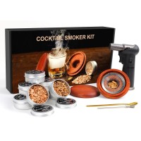 FOCBYE Cocktail Smoker Kit with Torch, [8 Flavors Wood Chips] Old Fashioned Cocktail Kit, Bourbon & Whiskey Smoker Infuser Kit for Coffee and Flavor Drink, Gifts for Men, Father & Husband (No Butane)